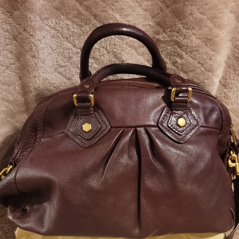 Marc Jacobs Burgundy Leather Satchel with Gold Hardware
